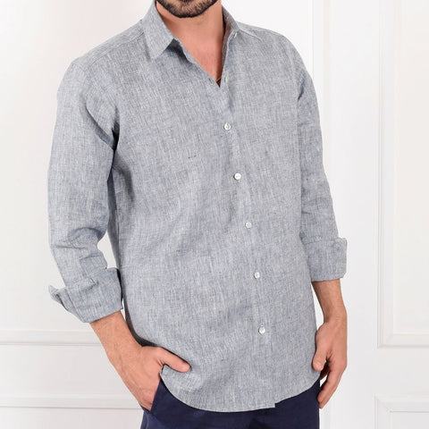 Marbled Denim Linen Shirt