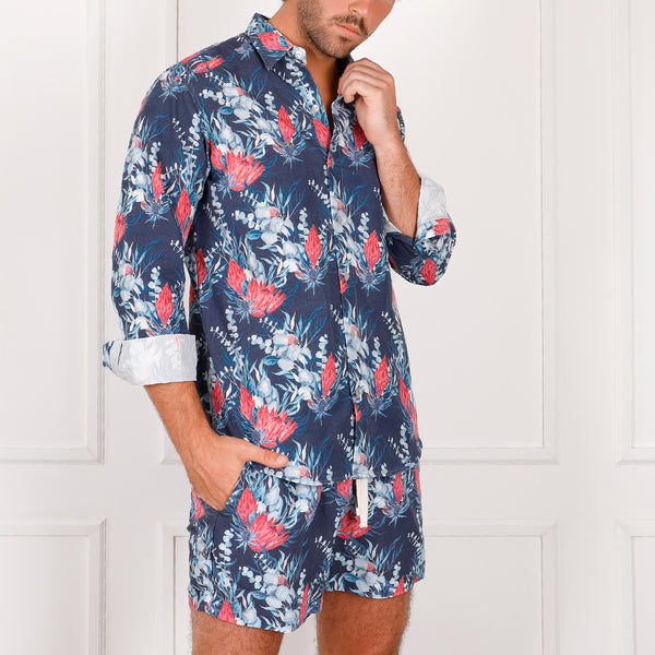 Protea Navy Linen Shirt